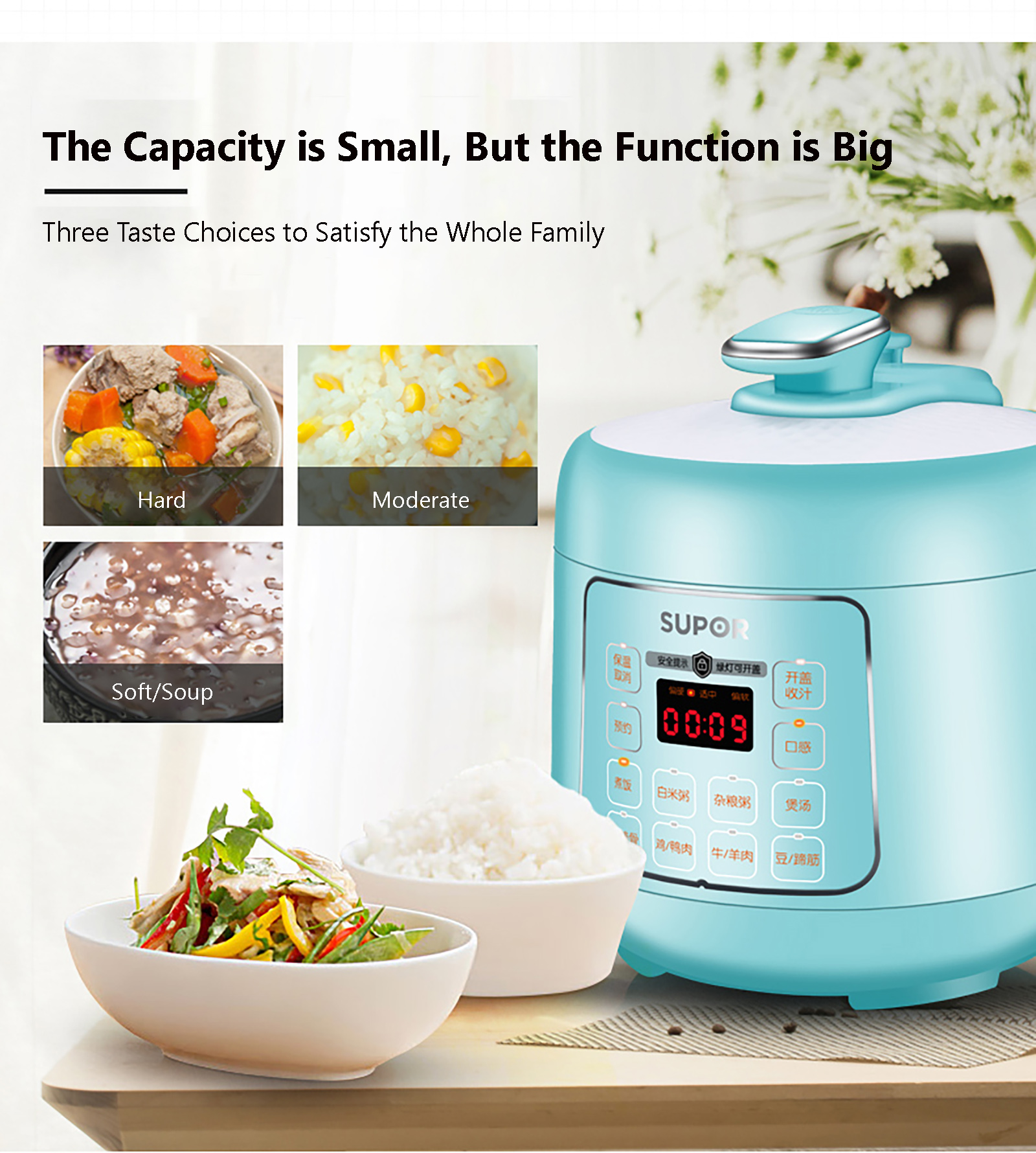 220V Pink Rice Cooker 1.6L Mini Smart Appointment Touch Control Glass Liner  Maternal and Infant for 1-2 People