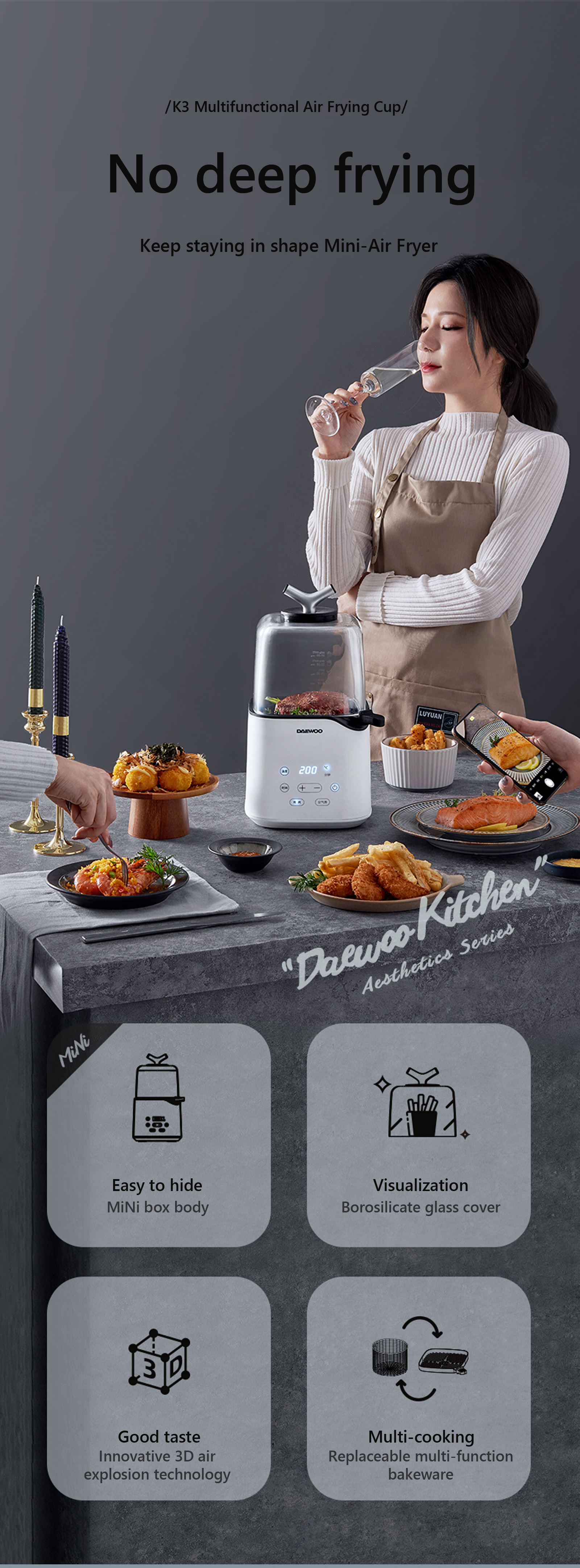 daewoo mini air fryer k3