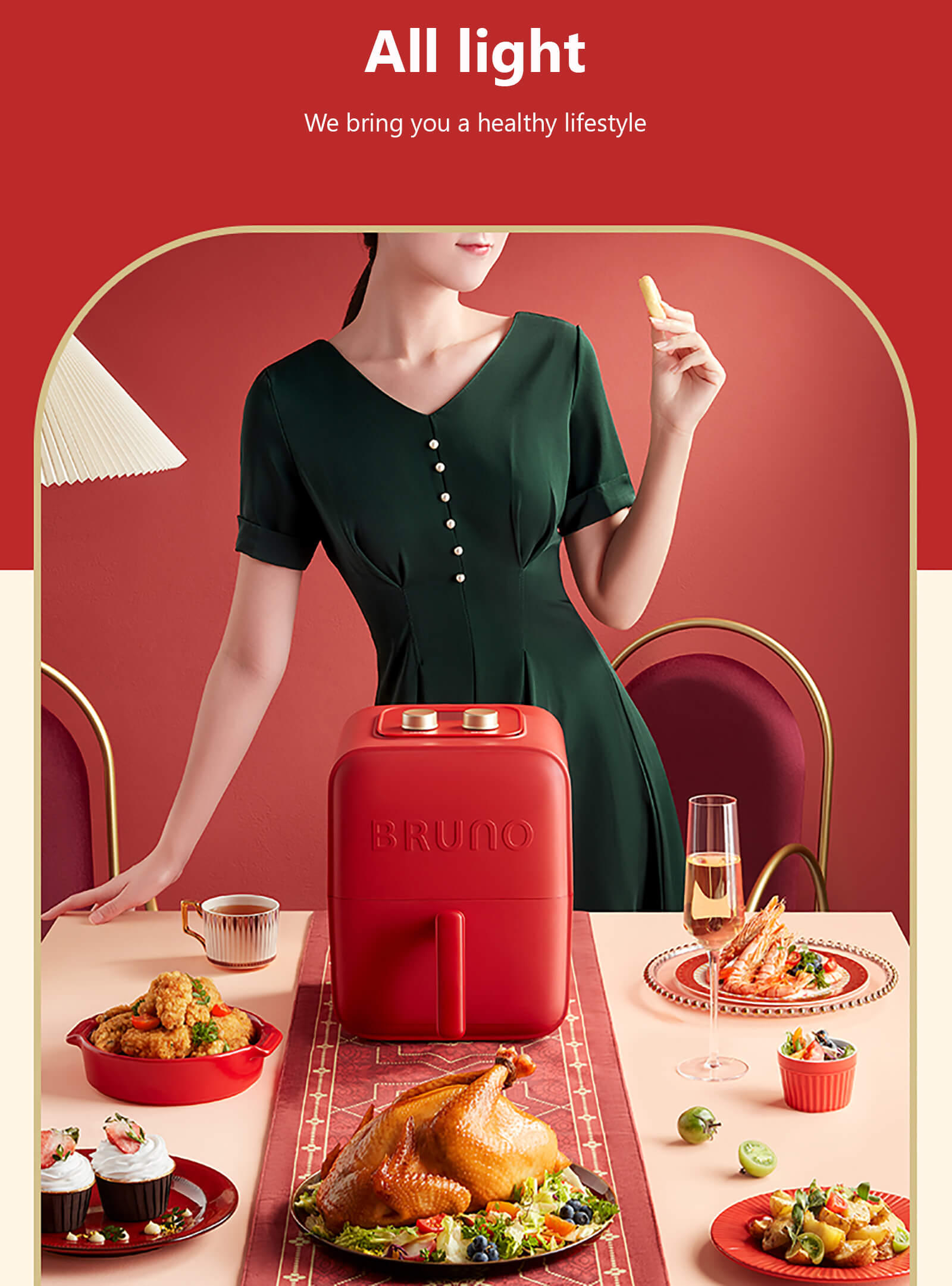 Japan BRUNO Smart Air Fryer Classic Red - Shop brunotaiwan Kitchen  Appliances - Pinkoi