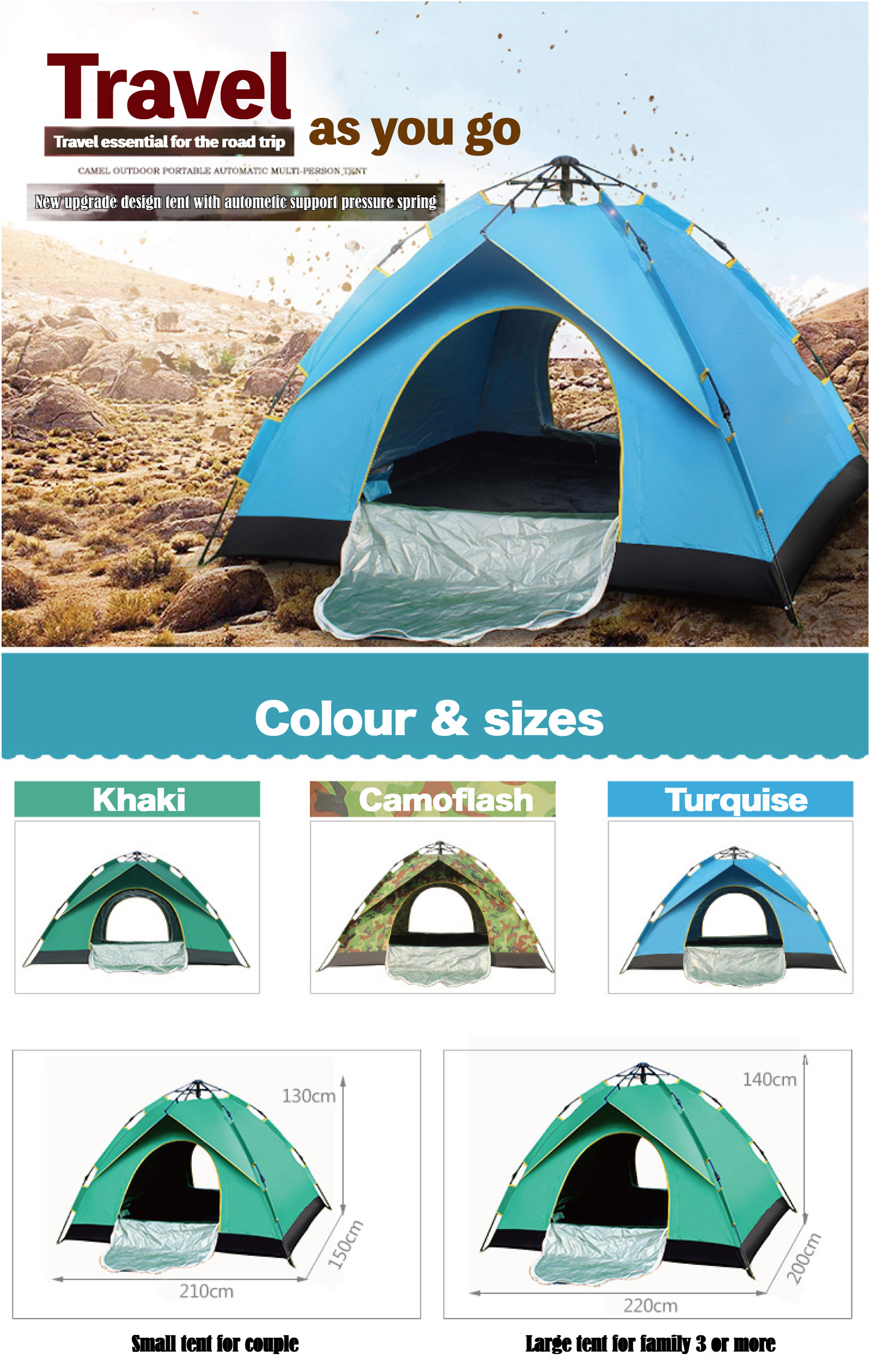 Auto Set-up Double-Layer Family Camping 